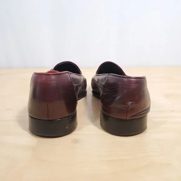 Bragano Cherry Brown Penny Loafers Mens Sz 8.5 Italy Cross Stitch Moc Dress Shoe Bragano Cherry Brown Penny Loafers Mens Sz 8.5 Italy Cross  main image 2